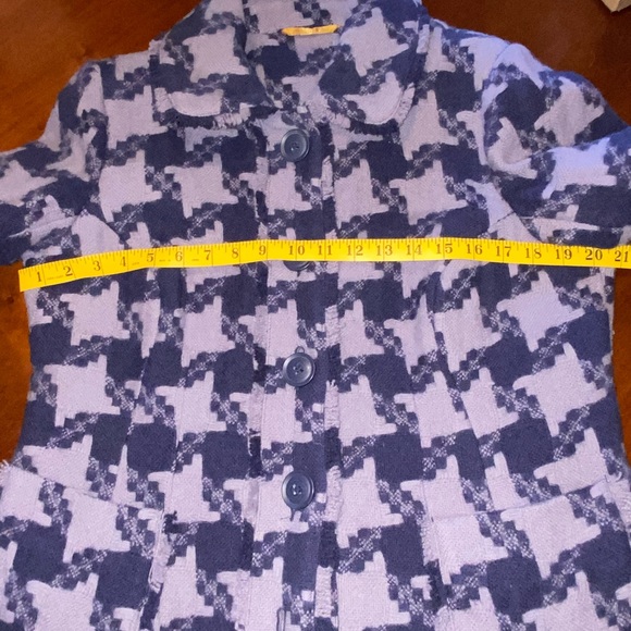 Boden Purple Houndstooth Wool Coat with Gold Satin Lining - Picture 6 of 9